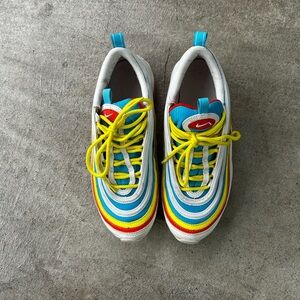 Airmax 97 white with blue, orange & yellow